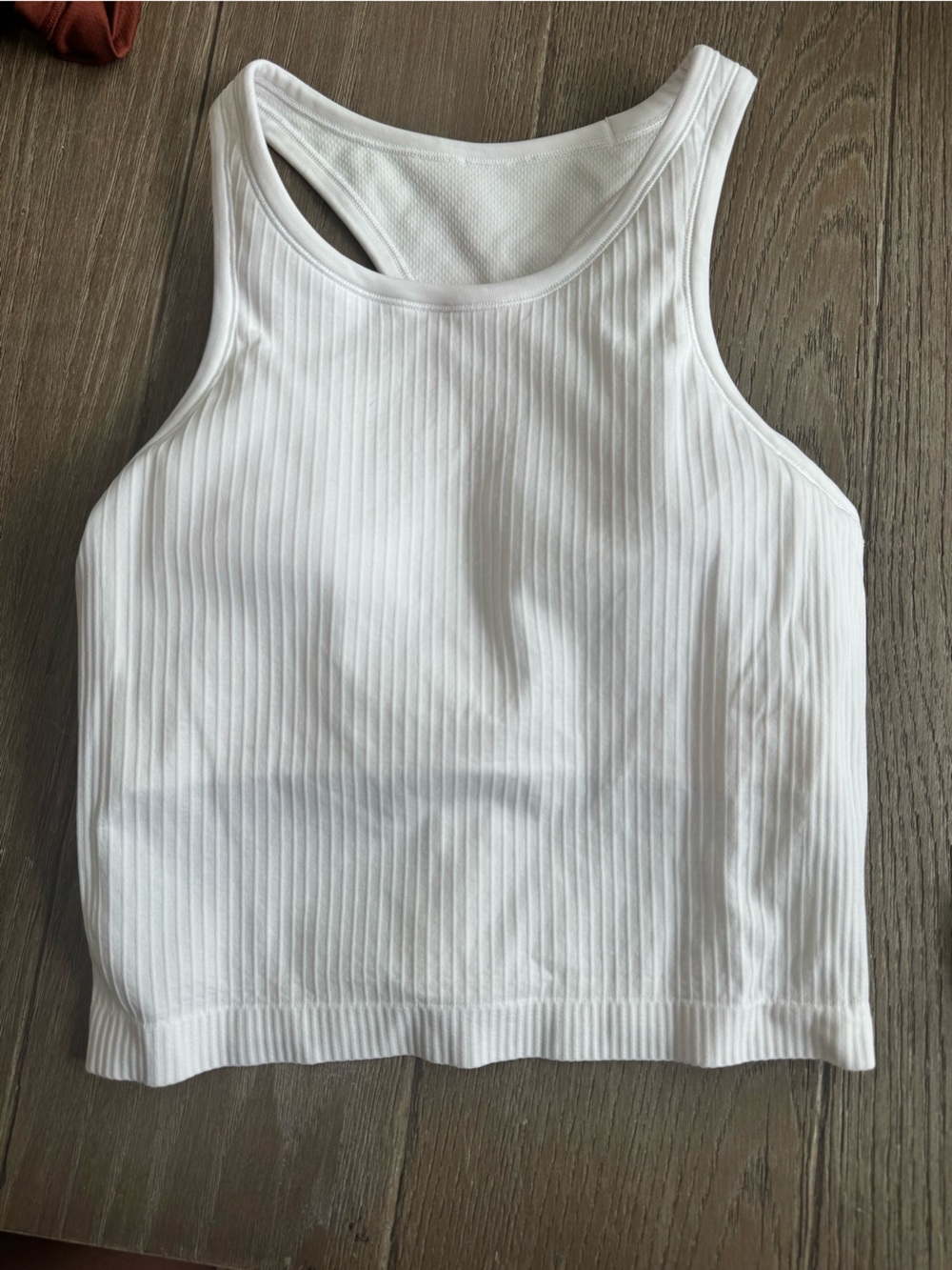 Lululemon White Ribbed Racerback Tank Top Built-In Bra Size 8
